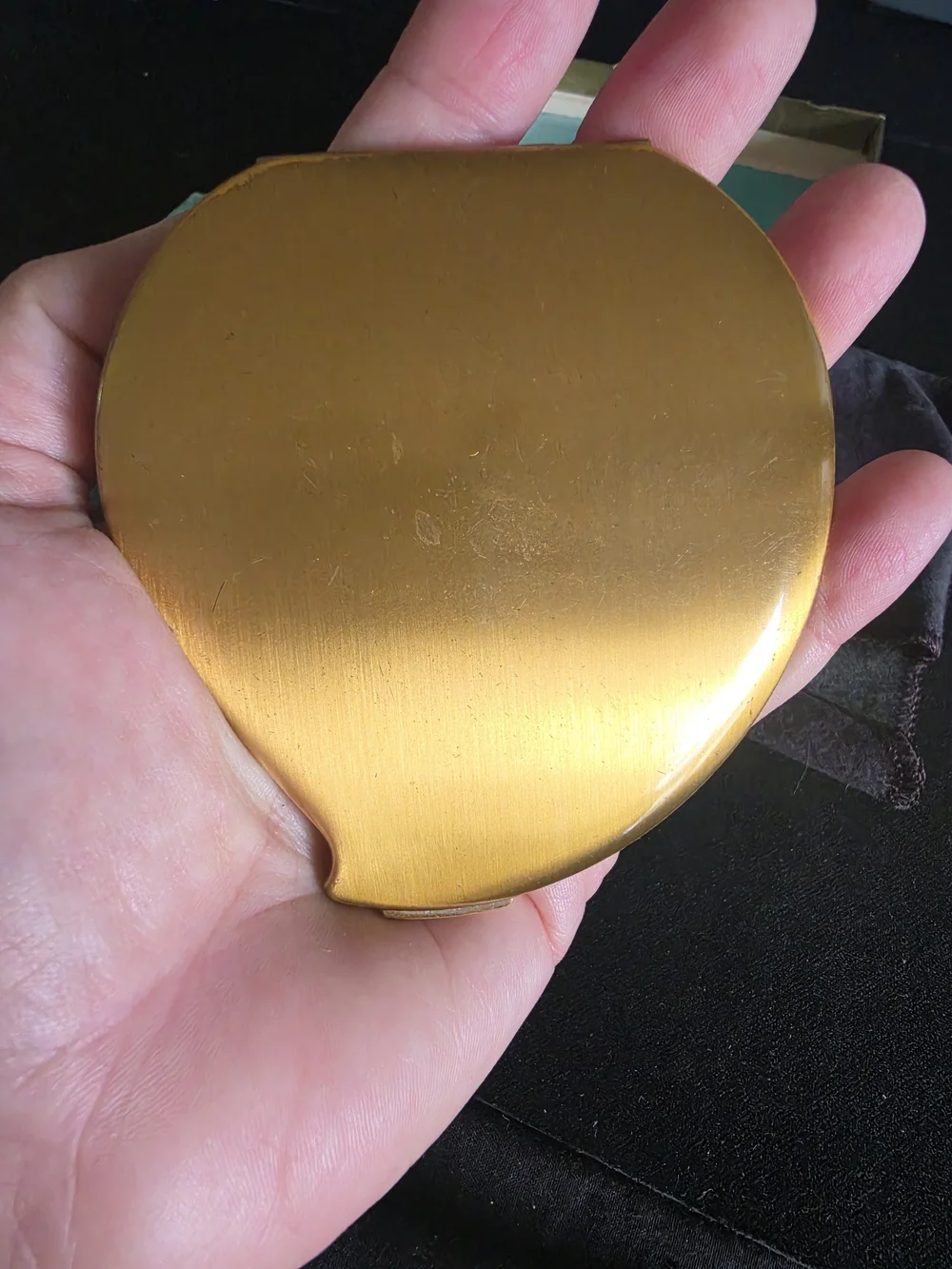 Vintage Elgin American Powder Compact Palette Shape Etched Tree With Box 